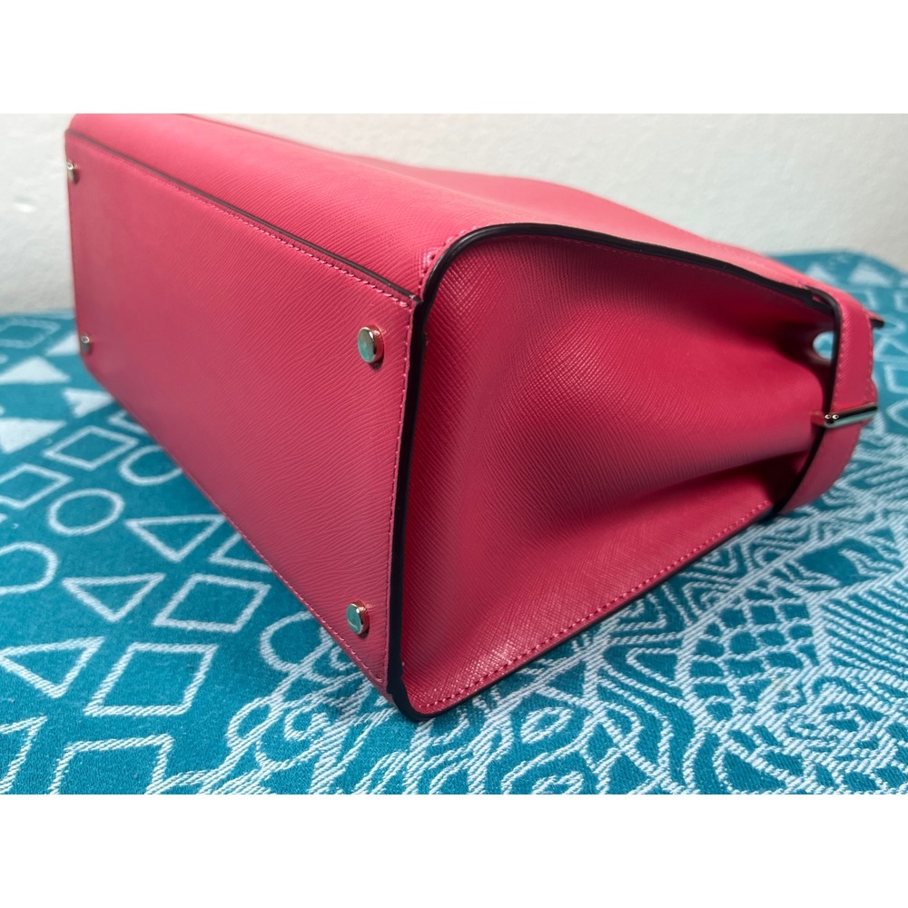 Kate Spade New York Satchel Crossbody Handbag Purse Coral PINK Safiano Leather - Picture 14 of 16